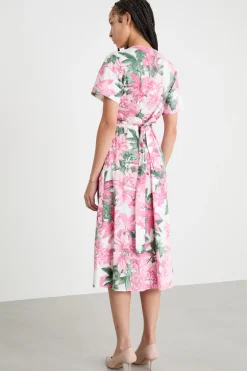 Abito incrociato in popeline stretch - Rosa
