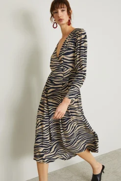 Abito in crépe animalier - Beige Blu
