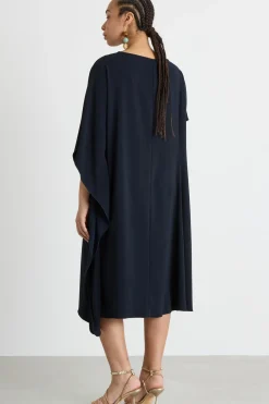 Abito in georgette con balza laterale - Blu