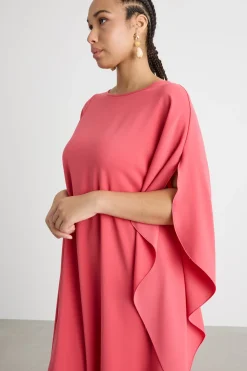 Abito in georgette con balza laterale - Rosa