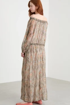 Abito in georgette fantasia - Beige