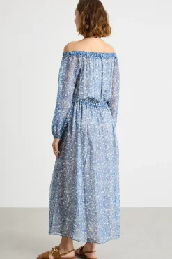 Abito in georgette fantasia - Blu