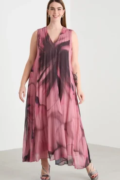 Abito in georgette plissé - Rosa