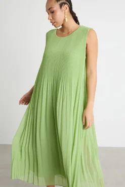 Abito in georgette plissé - Verde