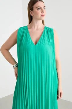 Abito in georgette plissé - Verde