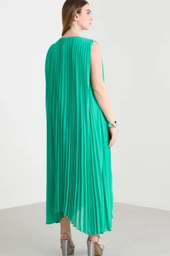 Abito in georgette plissé - Verde