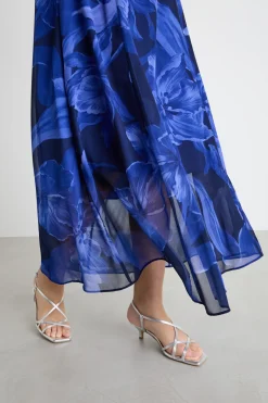 Abito in georgette stampata - Blu