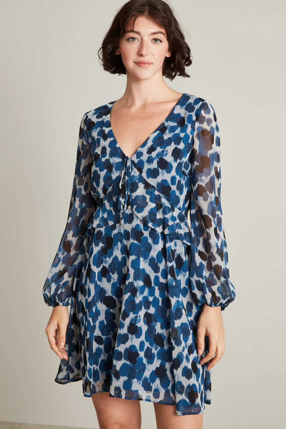Abito in georgette stampata - Blu