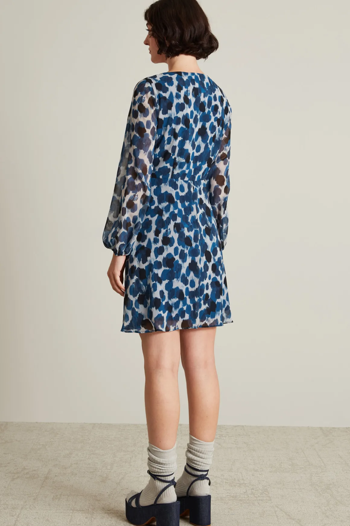 Abito in georgette stampata - Blu