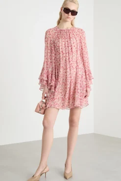 Abito in georgette stampata - Rosa