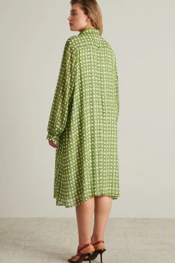 Abito in georgette - Verde Bianco