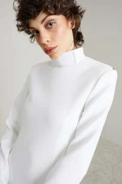 Abito in jersey compatto elasticizzato - Bianco