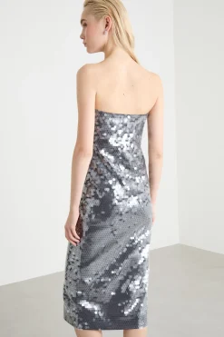 Abito in jersey con paillettes - Argento