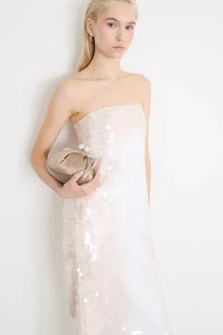 Abito in jersey con paillettes - Avorio Rosa