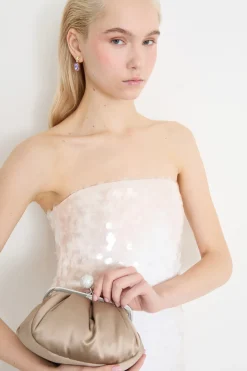 Abito in jersey con paillettes - Avorio Rosa
