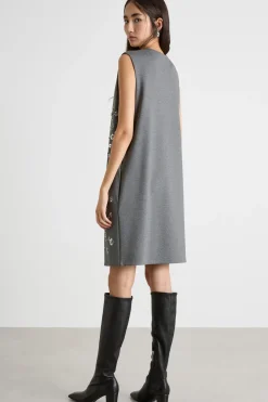 Abito in jersey con paillettes - Grigio