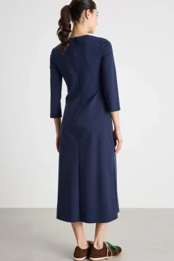 Abito in jersey drappeggiato in vita - Blu