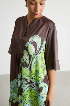 Abito in jersey e twill - Marrone