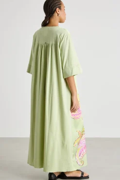 Abito in jersey e twill - Verde