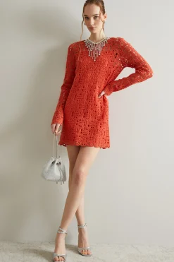 Abito in jersey macramè - Arancione