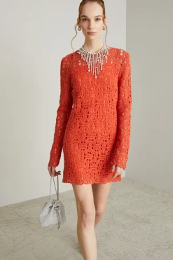 Abito in jersey macramè - Arancione