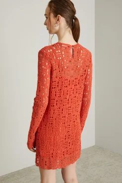 Abito in jersey macramè - Arancione