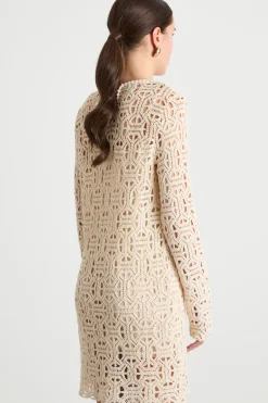 Abito in jersey macramè - Avorio