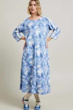 Abito in jersey stampato - Azzurro Bianco