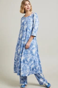 Abito in jersey stampato - Azzurro Bianco