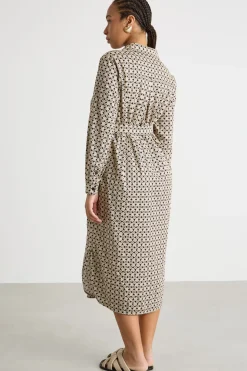 Abito in jersey stampato - Beige Nero
