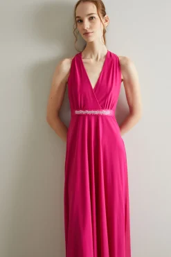 Abito in jersey tulle - Fucsia