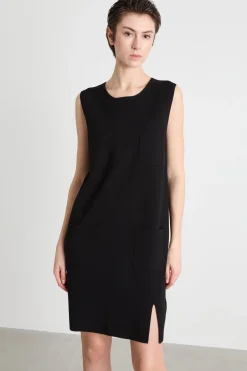 Abito in maglia con tasche - Nero