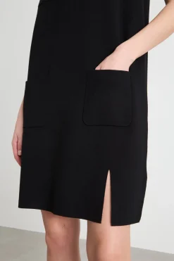 Abito in maglia con tasche - Nero