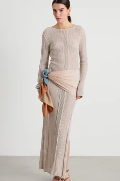 Abito in maglia traforata - Beige