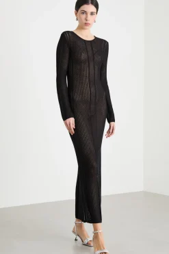 Abito in maglia traforata - Nero