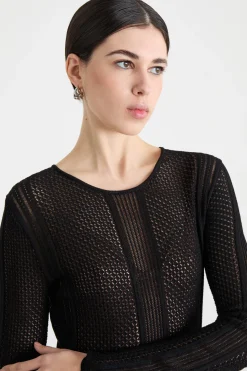 Abito in maglia traforata - Nero