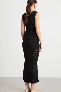 Abito in maglia traforata - Nero