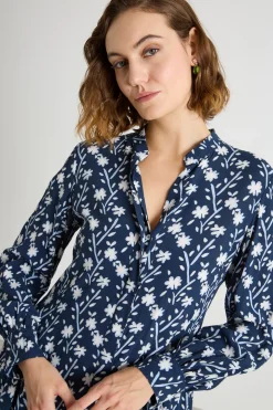 Abito in marocaine stampato - Blu