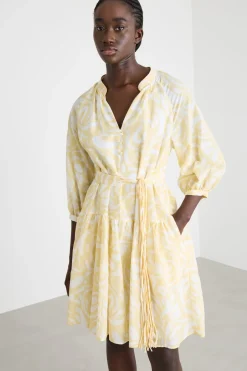 Abito in mussola stampata - Giallo Bianco