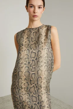 Abito in organza con stampa - Beige