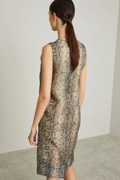 Abito in organza con stampa - Beige