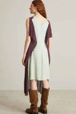 Abito in pizzo macramè - Viola Verde Chiaro