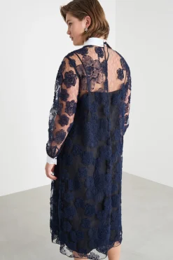 Abito in pizzo ricamato - Blu