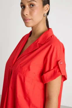 Abito in popeline - Rosso