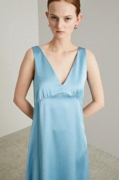 Abito in raso - Azzurro