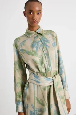 Abito in raso - Beige Verde Azzurro