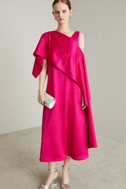 Abito in raso - Fucsia