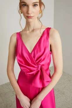Abito in raso - Fucsia