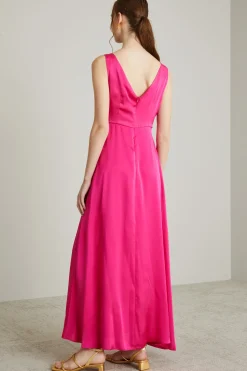 Abito in raso - Fucsia