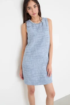 Abito in stuoia con strass - Azzurro